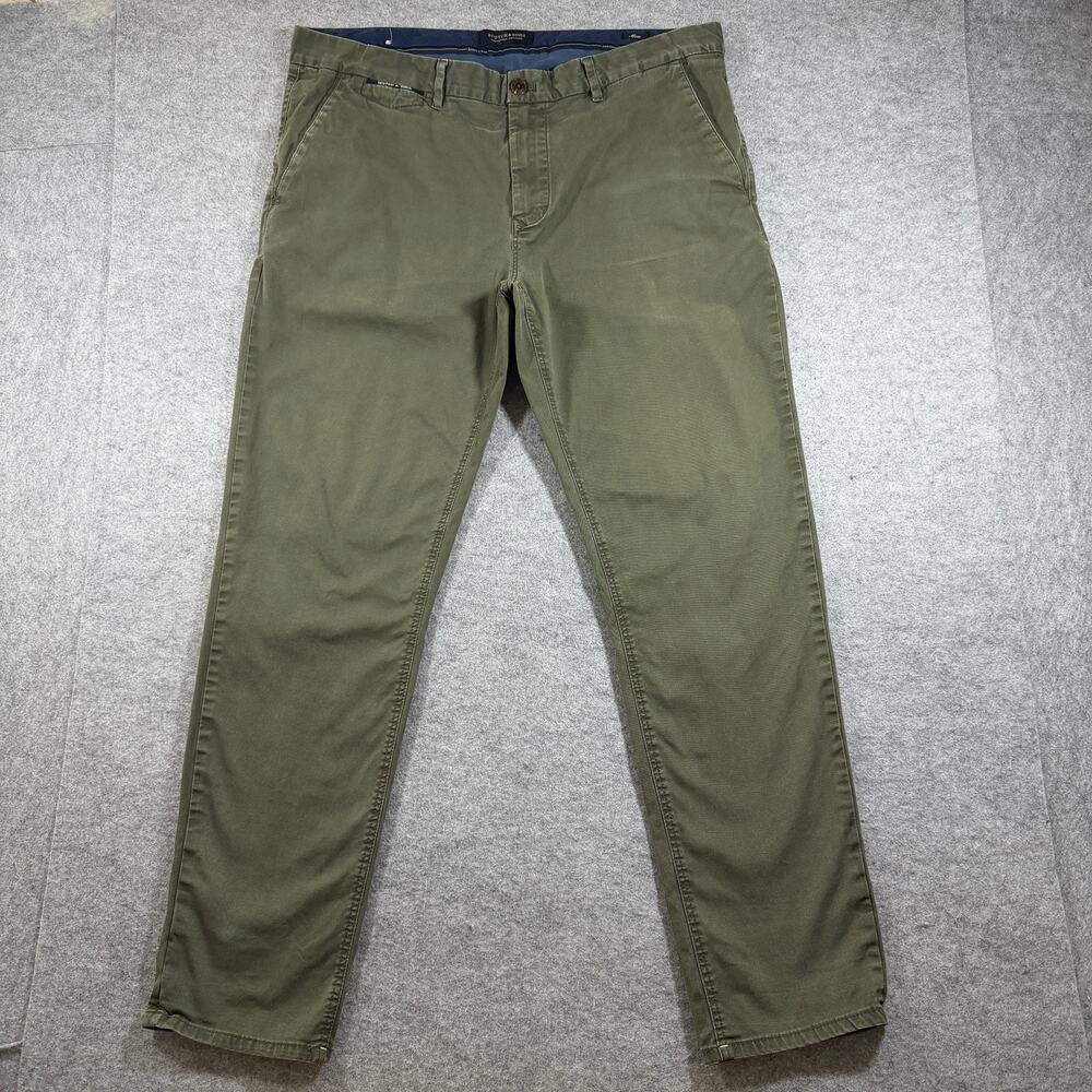 Scotch & Soda Mott Chino Pants Mens W36/L32 Olive Green Slim Tapered Preppy